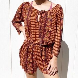 Raga R1305 60EF brown and orange paisley romper